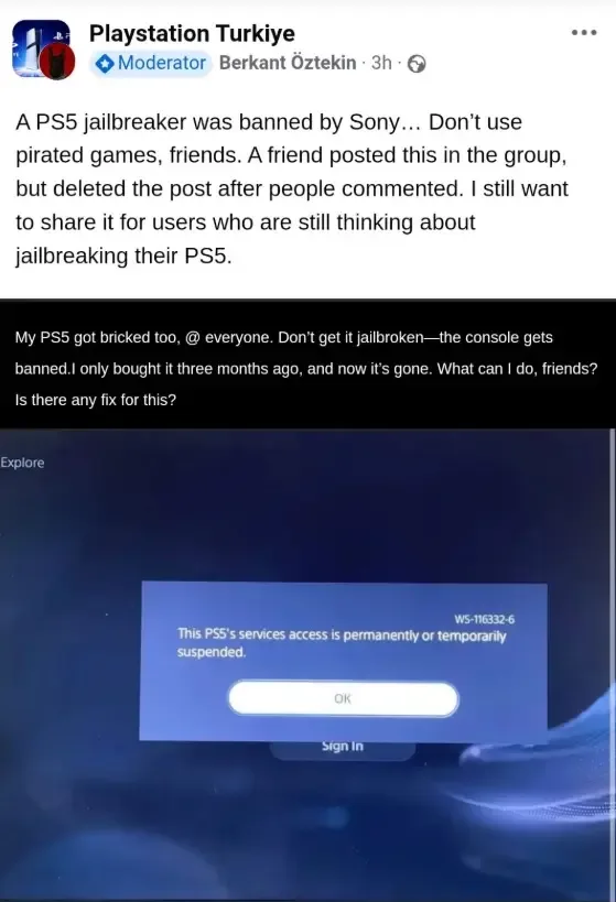 PS5 uchun jeylbreykdan so'ng ilk blokirovka qayd etildi — 2-rasm